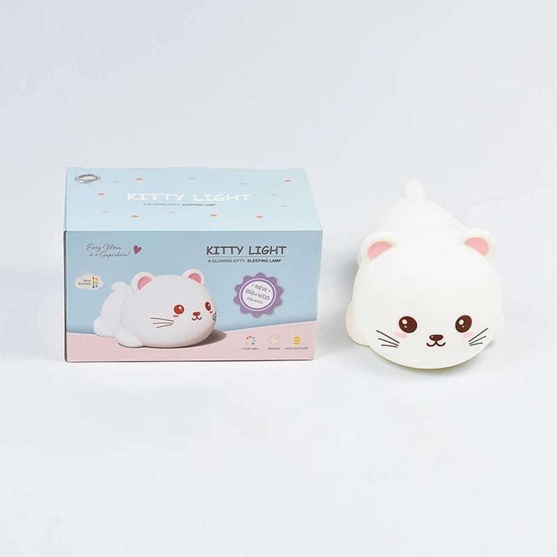 Bluejw Cat Night Light - Soft Silicone LED Night Light, Cute Cartoon Kitten Lamp for Kids Bedroom, Christmas Gifts, Nursery Decor - Image 1